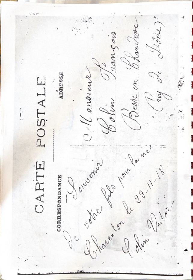 Carte postale (verso)